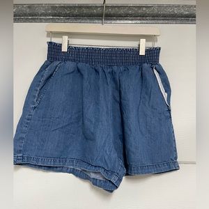 blue shorts